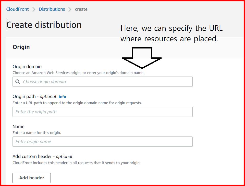 Picture showing the field to specify the location of the resources